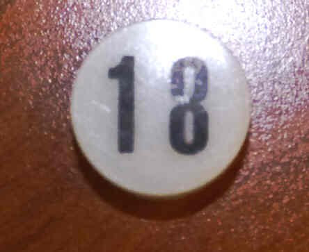 INSERT, BUTTON, 7/8 DIA., WHITE, MARKED # 18 IN BLACK ARMOR # 11133-01
