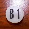 INSERT, BUTTON, 7/8 DIA., WHITE, MARKED B1 IN BLACK ARMOR # 11133-01