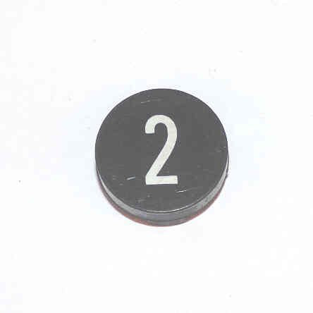 INSERT, BUTTON, 7/8 DIA., BLACK, MARKED # 2 IN WHITE  ARMOR # 11134-01