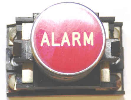 BUTTON, ASSEMBLY, RED WITH WHITE HORIZONTAL ALARM ARMOR # B761003