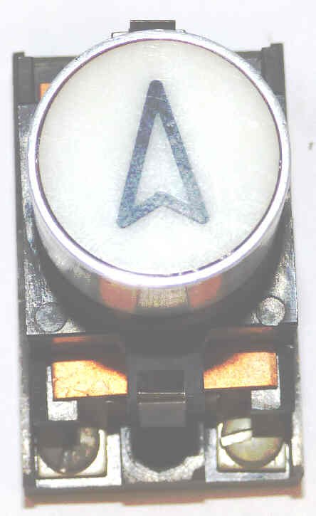 BUTTON, ASSEMBLY, WHITE WITH BLACK VERTICAL ARROW ARMOR # B761003
