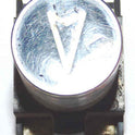 BUTTON, TOP, BLACK WITH WHITE VERTICAL ARROW ARMOR # B761007