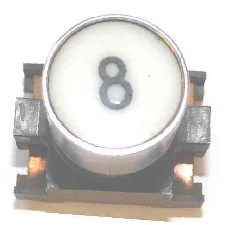 BUTTON, TOP, WHITE WITH BLACK HORIZONATAL # 8 ARMOR # B761007