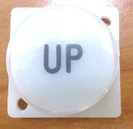 BUTTON, A LINE, HALL, WHITE WITH BLACK 'UP' WESTINGHOUSE # 477C742G02