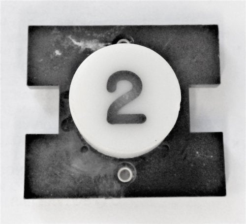 PRESSEL, BUTTON, MONITOR, WITH CONTACTS, WHITE, MARKED # 2  IN BLACK