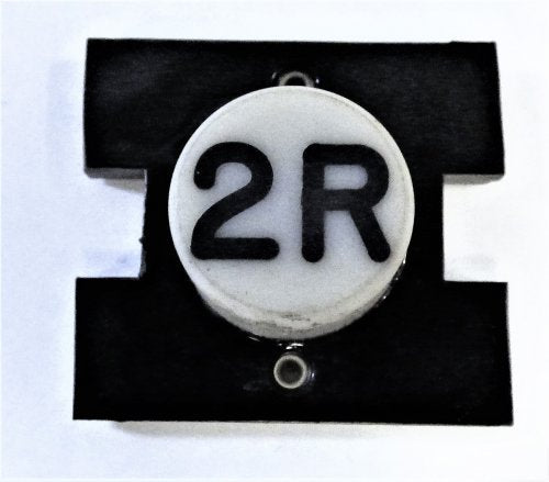 PRESSEL, BUTTON, MONITOR, WITH CONTACTS, WHITE, MARKED # 2R  IN BLACK