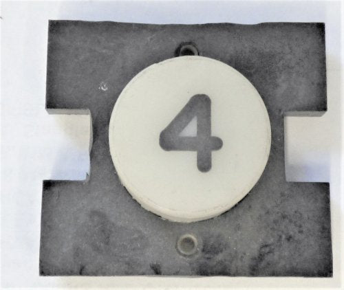 PRESSEL, BUTTON, MONITOR, WITH CONTACTS, WHITE, MARKED # 4  IN BLACK
