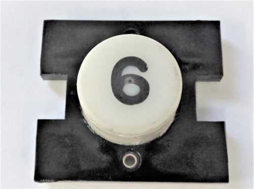 PRESSEL, BUTTON, MONITOR, WITH CONTACTS, WHITE, MARKED # 6  IN BLACK