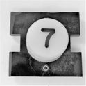 PRESSEL, BUTTON, MONITOR, WITH CONTACTS, WHITE, MARKED # 7  IN BLACK
