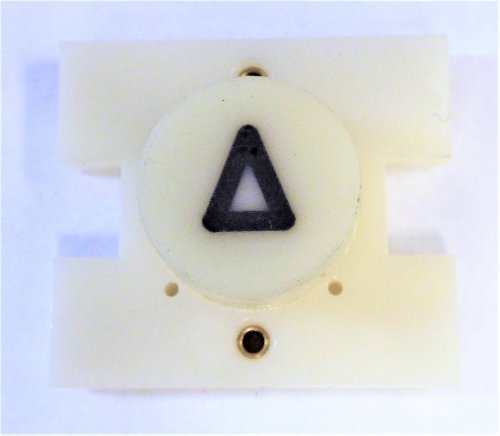 PRESSEL, BUTTON, MONITOR, WITH CONTACTS, WHITE, MARKED ARROW  IN BLACK