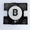 PRESSEL, BUTTON, MONITOR, WITH CONTACTS, WHITE, MARKED 'B'  IN BLACK
