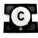 PRESSEL, BUTTON, MONITOR, WITH CONTACTS, WHITE, MARKED 'C'  IN BLACK