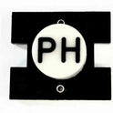 PRESSEL, BUTTON, MONITOR, WITH CONTACTS, WHITE, MARKED 'PH'  IN BLACK