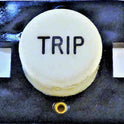 PRESSEL, BUTTON, MONITOR, WITH CONTACTS, WHITE, MARKED 'TRIP'  IN BLACK