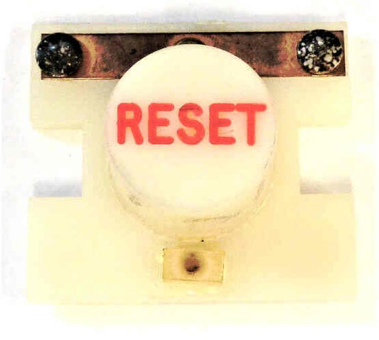 PRESSEL, BUTTON, MONITOR, WITH CONTACTS, WHITE, MARKED 'RESET'  IN RED