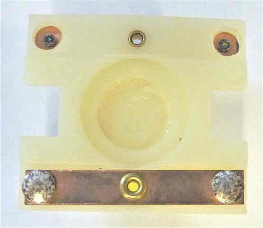 PRESSEL, BUTTON, MONITOR, WITH CONTACTS, WHITE, MARKED 'RESET'  IN RED