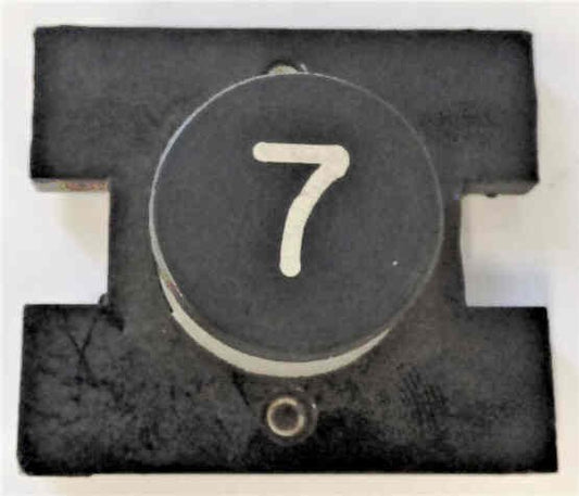 PRESSEL, BUTTON, MONITOR, WITH CONTACTS, BLACK, MARKED # 7  IN WHITE