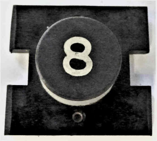 PRESSEL, BUTTON, MONITOR, WITH CONTACTS, BLACK, MARKED # 8  IN WHITE