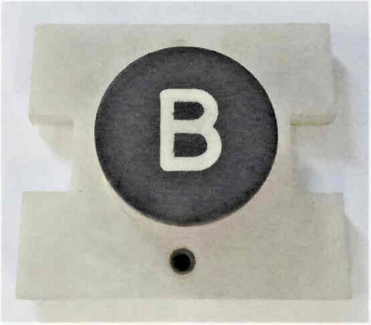 PRESSEL, BUTTON, MONITOR, WITH CONTACTS BLACK, MARKED 'B'  IN WHITE