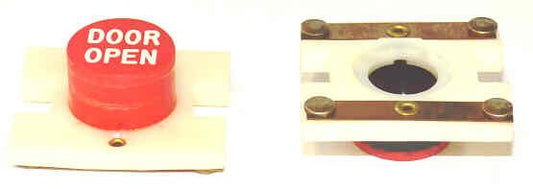 PRESSEL, BUTTON, MONITOR, EXTENDED BUTTON , RED, MARKED 'DO'  IN WHITE