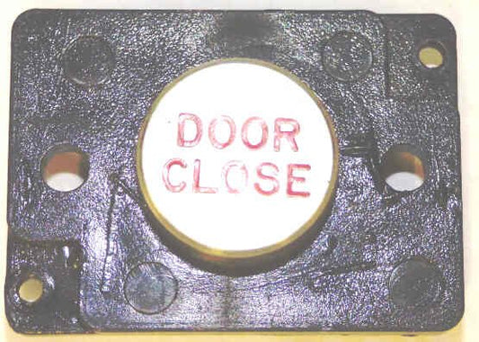 PRESSEL, BUTTON, MONITOR, WITH CONTACTS, SS, MARKED 'DC'  IN RED