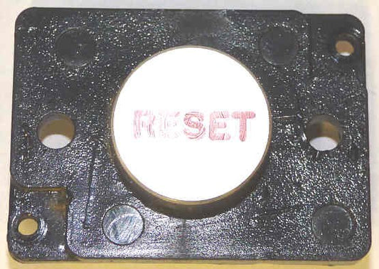 PRESSEL, BUTTON, MONITOR, WITH CONTACTS, SS, MARKED 'RESET'  IN RED