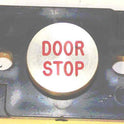 PRESSEL, BUTTON, MONITOR, WITH CONTACTS, SS, MARKED 'DOOR STOP'  IN RED