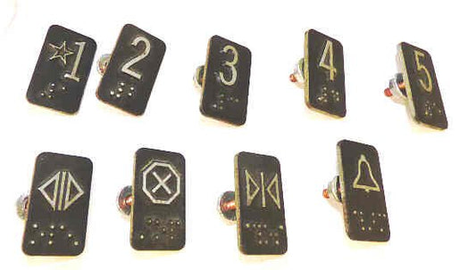 PLATE, BRAILLE, STUD TYPE, 1 3/8 X 3/4 SPECIFY  MARKING