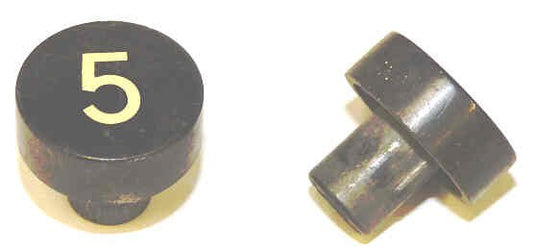 BUTTON, BLACK, MARKED # 5, 1 DIAMETER OTIS # 323BD1-5