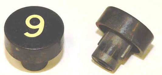 BUTTON, BLACK, MARKED # 9, 1 DIAMETER OTIS # 323BD1-9