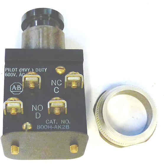PUSHBUTTON, BLACK, N.O./N.C. CONTACTS, HEAVY DUTY ALLEN-BRADLEY # 800H-AK2B
