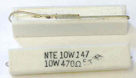 RESISTOR, 470 OHM, 10 WATT, 5%, CERAMIC, TINNED LEADS NTE # 10W147