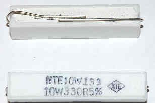 RESISTOR, 330 OHM, 10 WATT, 5%, CERAMIC, TINNED LEADS NTE # 10W330