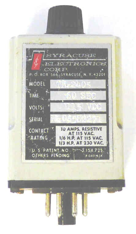 TIMER, 60 SECOND, 115 VDC, 8 PIN OCTAL BASE SYRACUSE ELECTRONICS # TN-2405