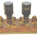 ASSEMBLY,  2 BUTTON, BLACK, 3/4 DIA, W/ BASE, BULB BASES & CONTACTS VINTAGE