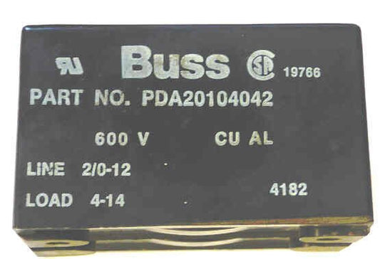 BLOCK, TERMINAL, POWER DIST , 2 POLE, 600 VAC BUSSMAN # 16220-2   PDA20104042