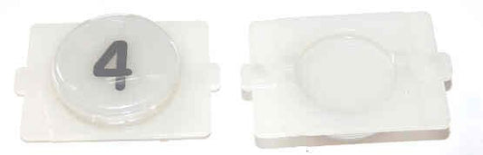 BUTTON, E LINE, WAFER, CLEAR CAP, MARKED 4 IN BLACK WESTINGHOUSE # 323C855H04