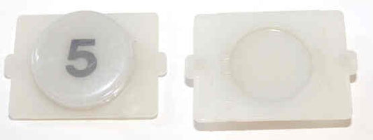 BUTTON, E LINE, WAFER, CLEAR CAP, MARKED 5 IN BLACK WESTINGHOUSE # 323C855H05