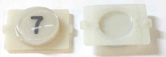 BUTTON, E LINE, WAFER, CLEAR CAP, MARKED 7 IN BLACK WESTINGHOUSE # 323C855H07