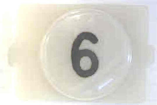 BUTTON, E LINE, WAFER, CLEAR CAP, MARKED 6 IN BLACK WESTINGHOUSE # 323C855H06