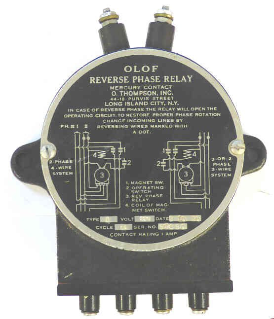 RELAY, REVERSE PHASE RELAY, MERCURY, 2-3 PHASE COMPLETE AS SHOWN