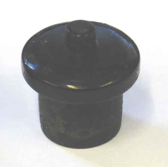 BUTTON, BLANK, BLACK, 5/8 X 1/2 TOP, 7/8 X 1/8 ROUND BASE, TIT