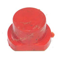 BUTTON, RED, BLANK, 3/4 X 1/2 TOP, 1 X 3/4 BASE, ANGLED BASE, 1/4 HOLE