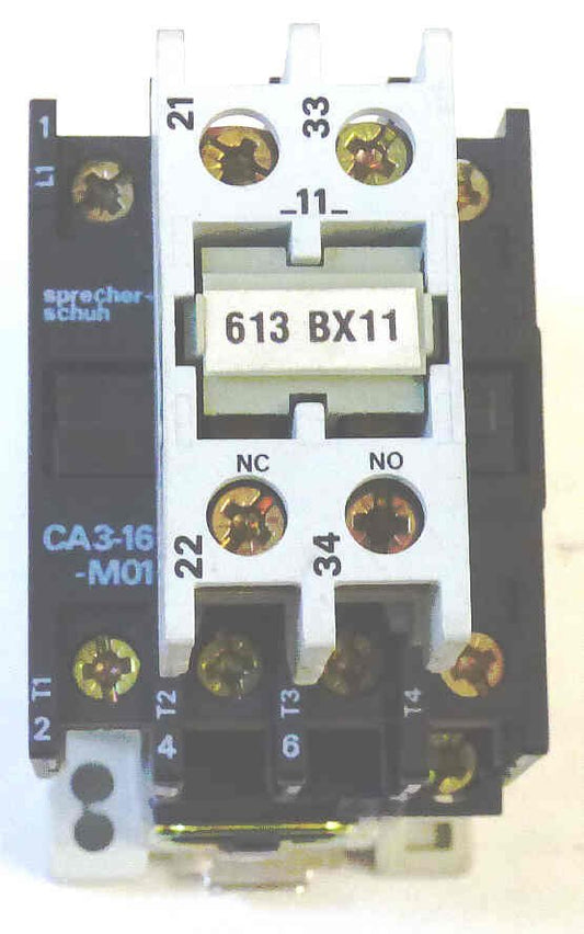 CONTACTOR, 3 POLE, SPRECHER & SCHUH, CA3-16-M01+CA7-PV-11 AUX CONTACT  120V COIL