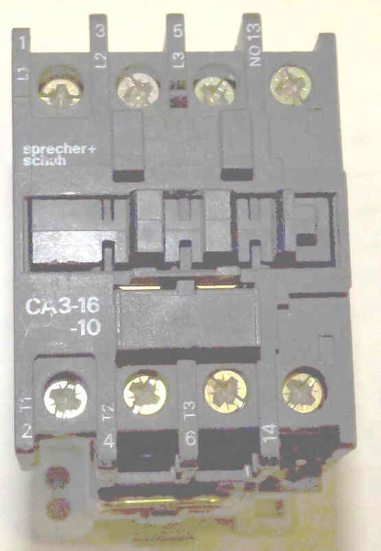 CONTACTOR, 3 POLE, W AUX N.O. CONTACT, 120 VAC SPRECHER & SCHUH, CA3-16-M10-120