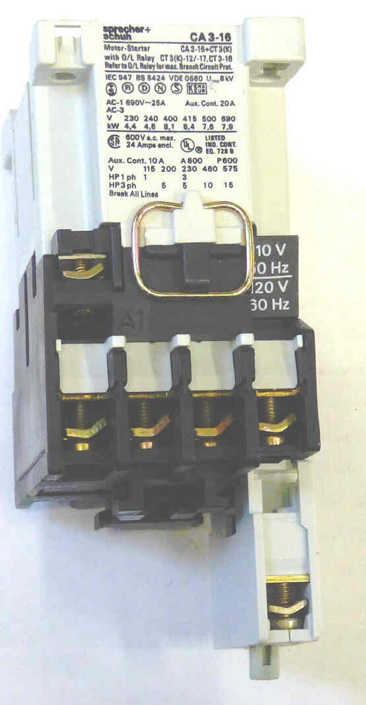 CONTACTOR, 3 POLE, W AUX N.O. CONTACT, 120 VAC S & S, CA3-16-M10-120 + CA3-P