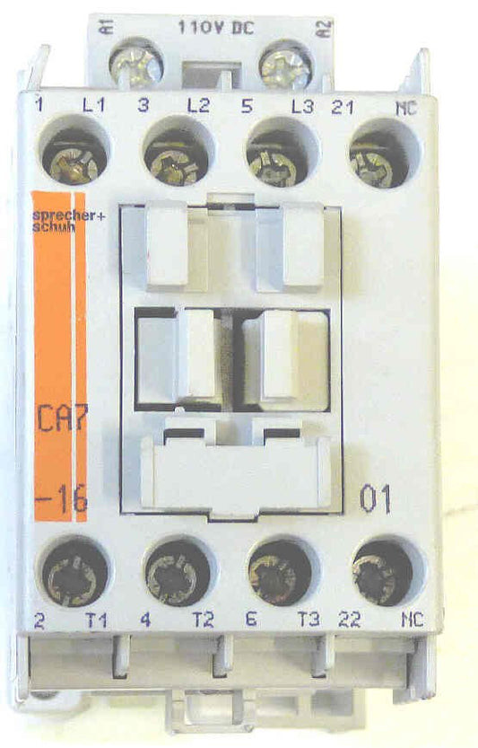 CONTACTOR, 3 POLE, 16 AMP, 110 VDC COIL SPRECHER & SCHUH CA7-16C-10-110D