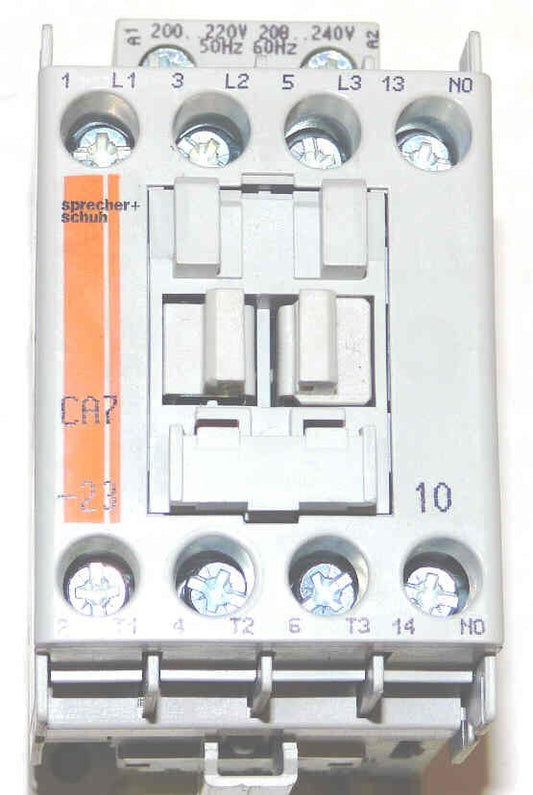 CONTACTOR, 3 POLE, 1 N.O. AUX, 23 AMP, SPRECHER & SCHUH CA7-23-10-220 V COIL