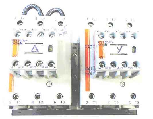 CONTACTORS, 3 POLE, Y DELTA, 72 AMP, SPRECHER & SCHUH CA7-72-120 VAC COIL