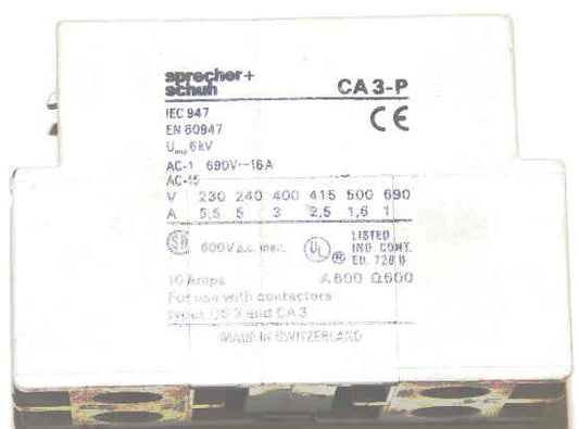 CONTACT, AUXILLARY, 1 N.O., 1 N.C CONTACT SPRECHER & SCHUH, CA3-P11